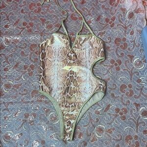NWOT Chic Shimmering Snake Print Cut-Out One-Piece Swimsuit $25